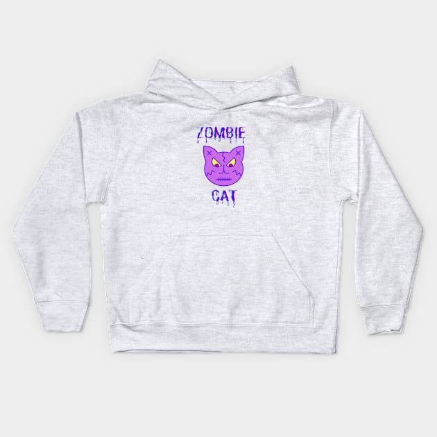 Zombie Cat Purple Kids Hoodie by PetraKDesigns